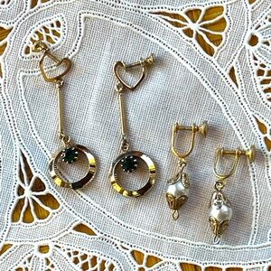 Lot of 2 Vintage Screw Back Earrings – Adjustable Closure, Retro Jewelry